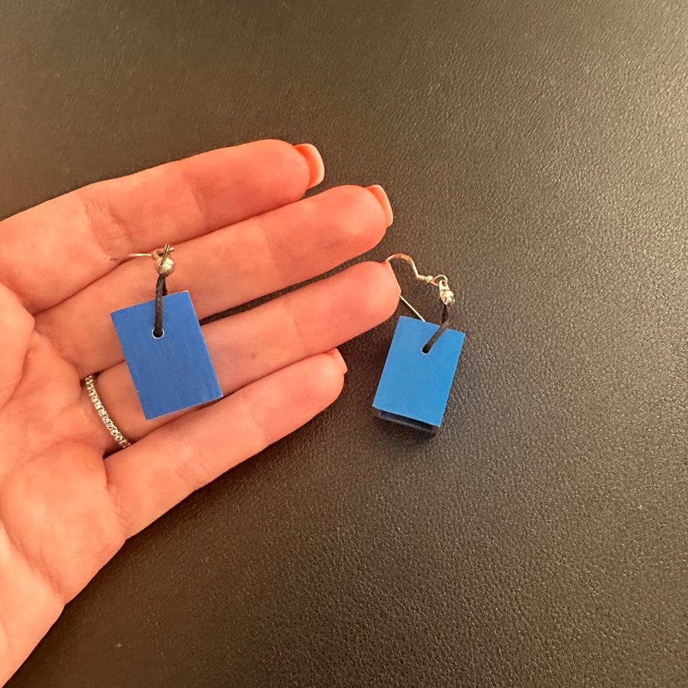 Blue Rectangular Earrings - image 3